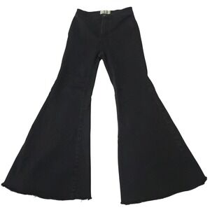 We The Free Penny Flare Jeans Womens 28 Black High Rise Bell Bottoms Bare Hem